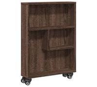 vidaXL Chariot de Rangement étroit chêne Marron Bois d'ingénierie, Chariot de Rangement Mince, Chariot de Cuisine sur roulettes, Chariot de Rangement sur roulettes