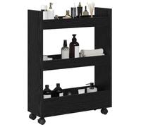 vidaXL Chariot de Rangement Étroit Chêne Noir 60 x 22 x 80 cm, Chariot de Cuisine Moderne, Design rectangulaire, Chariot Utilitaire Robuste, Organiseur étroit, Rangement Pratique chez soi