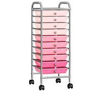 vidaXL Chariot de rangement mobile à 10 tiroirs Plastique Ombre Rose