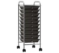 vidaXL Chariot de Rangement Mobile à 10 Tiroirs Panier de Stockage Cosmétique Salon de Beauté Bureau Coiffeur Maison Intérieur Noir Plastique