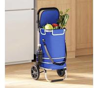 vidaXL Chariot de supermarché pliable Bleu 36,5 x 46,5 x 100,5 cm Tissu Oxford