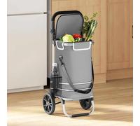 vidaXL Chariot de supermarché pliable Gris 36,5 x 46,5 x 100,5 cm Tissu Oxford