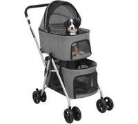 vidaXL Chariot pour 2 chiens Pliable Gris 83x48x97 cm Tissu Oxford