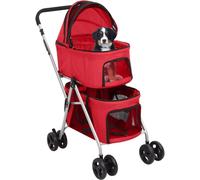 vidaXL Chariot pour 2 chiens Pliable Rouge 83x48x97 cm Tissu Oxford