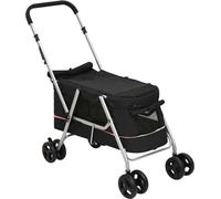 vidaXL Chariot pour chien Pliable Noir 100x49x96 cm Tissu en lin