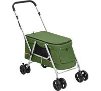vidaXL Chariot pour chien Pliable Vert 100x49x96 cm Tissu en lin