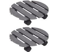 vidaXL Chariots à plantes 2 pcs Gris Ø30x7,5 cm WPC Gris G