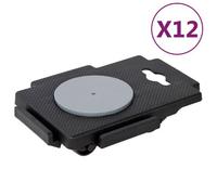vidaXL Chariots de déménagement à 8 roues 12 pcs noir PP 150 kg