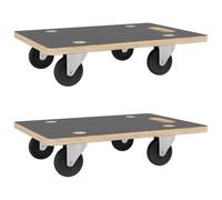 vidaXL Chariots de Transport Rectangulaire 2 pcs, Chariots de Déménagement pour Meuble, Chariots à Plateforme avec Roues, 80x55x11,5 cm 250 kg