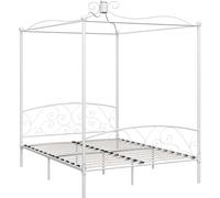 vidaXL Châssis de lit à baldaquin blanc métal 160 x 200 cm
