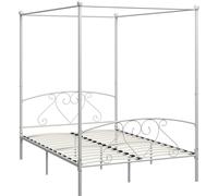 vidaXL Châssis de lit à baldaquin blanc métal 160 x 200 cm