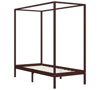 vidaXL Châssis de lit à baldaquin Pin massif brun foncé 90 x 200 cm