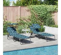 Vidaxl Chauffe-Soleils Pliants 2 Pcs Avec Impression De Feuilles 600d Tissu Oxford