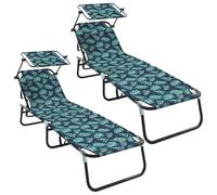 vidaXL Chauffe-soleils pliants 2 pcs avec Impression de Feuilles 600D Tissu Oxford