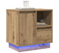 Vidaxl Chêne Artisanal Mdf Avec Placage En Chêne Moyenne Table De Chevet