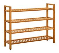 vidaXL Chêne Massif Etagère à Chaussures à 4 Niveaux Range-Chaussures Organisateur de Chaussures Meuble de Rangement Couloir 100x27x80 cm