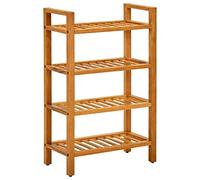 vidaXL Chêne Massif Etagère à Chaussures à 4 Niveaux Range-Chaussures Organisateur de Chaussures Meuble de Rangement Couloir 50x27x80 cm