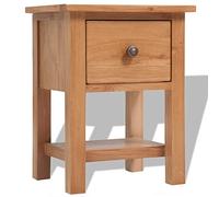 vidaXL Table de Chevet en Chêne Massif avec Tiroir - Rustique - Marron - 36 x 30 x 47 cm