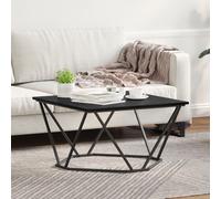 Vidaxl Chêne Noir Métal Moyen Épuré Table Basse Rectangulaire Noir