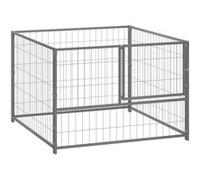 vidaXL Chenil Argenté 100x100x70 cm Acier Enclos pour Chiots Cage Extérieur 150792 Gris G