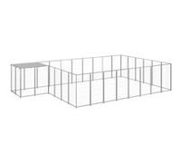 vidaXL Chenil Argenté 15,73 m² Acier Enclos pour Chiots Cage Chiens Extérieur 3082221 Blanc G