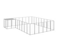 vidaXL Chenil Argenté 15,73 m² Acier Enclos pour Chiots Cage Chiens Extérieur 3082233