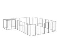 vidaXL Chenil Argenté 15,73 m² Acier Enclos pour Chiots Cage Chiens Extérieur 3082233