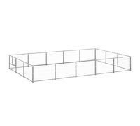 Chenil Argenté 15 m² Acier Cage Animaux Enclos pour Chiot Extérieur