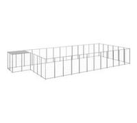 vidaXL Chenil Argenté 22,99 m² Acier Enclos pour Chiots Cage Chiens Extérieur 3082223 Blanc G
