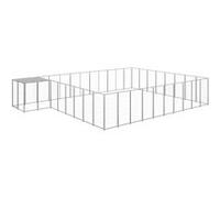 Chenil Argenté 25,41 m² Acier Enclos pour Chiots Cage Chiens Extérieur 3082235