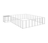 vidaXL Chenil Argenté 25,41 m² Acier Enclos pour Chiots Cage Chiens Extérieur 3082246
