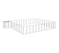 Chenil Argenté 37,51 m² Acier Enclos pour Chiots Cage Chiens Extérieur 3082248