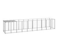 vidaXL Chenil Argenté 6,05 m² Acier Enclos pour Chiots Cage Chiens Extérieur 3082204 Or G