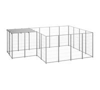 Chenil Argenté 8,47 m² Acier Enclos pour Chiots Cage Chiens Extérieur vidaXL