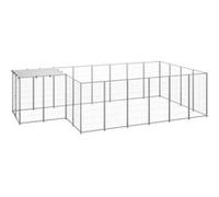 vidaXL Chenil Argenté 8,47 m² Acier Enclos pour Chiots Cage Chiens Extérieur 3082209 Or G