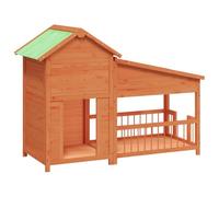 vidaXL Chenil, Cage pour Chien pour Chien avec Entrée Ouverte, Niche avec Toit, Maison pour Chien Jardin Terrasse, Marron Bois de Pin Solide