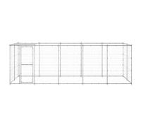 vidaXL Chenil d'extérieur avec toit Acier galvanisé 12,1 m²