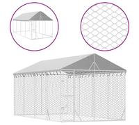 vidaXL Chenil d'extérieur avec toit argenté 3x6x2,5m Acier galvanisé