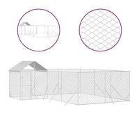 vidaXL Chenil d'extérieur avec toit argenté 6x6x2,5m Acier galvanisé