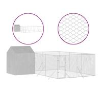 vidaXL Chenil d'extérieur avec toit argenté 6x6x2,5m Acier galvanisé