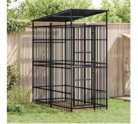 vidaXL Chenil d'extérieur avec toit pour chiens 3097946 – Acier 1,84 m² – Noir