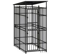 vidaXL Chenil d'Extérieur avec Toit pour Chiens Acier 1,84 m² Cage Enclos 3097946