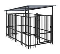 Vidaxl Chenil D'extérieur Avec Toit Pour Chiens Acier 1,88 M²