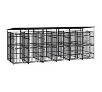 vidaXL Chenil d'Extérieur avec Toit pour Chiens Acier 11,06 m² Cage Enclos 3097951