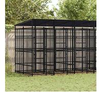 vidaXL Chenil d'Extérieur avec Toit pour Chiens Acier 11,06 m² Cage Enclos 3097951