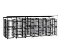 vidaXL Chenil d'Extérieur avec Toit pour Chiens Acier 11,06 m² Cage Enclos 3097951 Noir G
