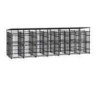 vidaXL Chenil d'Extérieur avec Toit pour Chiens Acier 12,9 m² Cage Enclos 3097952