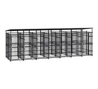 vidaXL Chenil d'Extérieur avec Toit pour Chiens Acier 12,9 m² Cage Enclos 3097952 Noir G