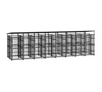 vidaXL Chenil d'Extérieur avec Toit pour Chiens Acier 14,75 m² Cage Enclos 3097953