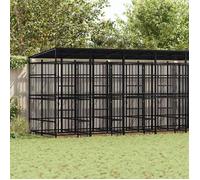 vidaXL Chenil d'Extérieur avec Toit pour Chiens Acier 14,75 m² Cage Enclos 3097953